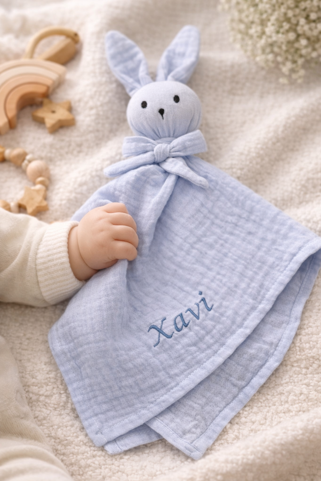 Hydrofiel Knuffelkonijntje - Baby Blauw