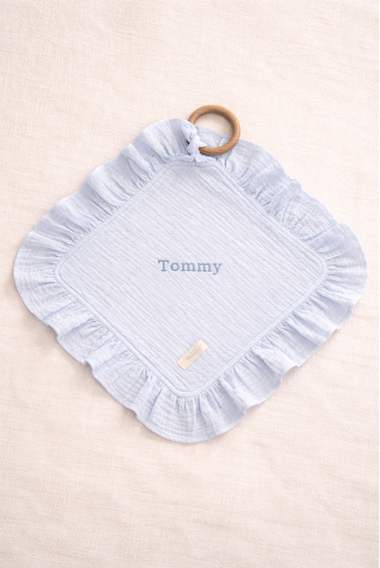 Hydrofiele Ruffle Speendoek - Baby Blauw