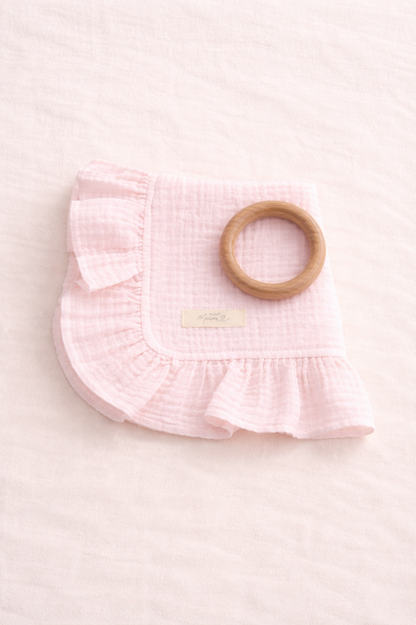 Hydrofiele Ruffle Speendoek - Baby Roze